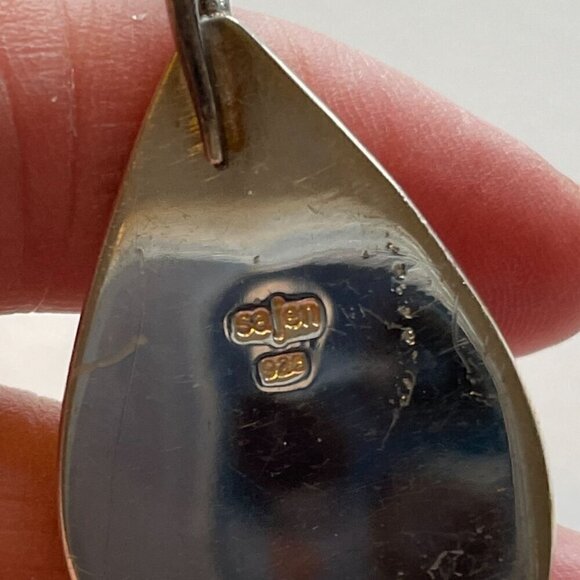 Sajen Sterling Mother Of Pearl Carved Flower Garnet Pendant Necklace 12.22 Grams - Picture 5 of 7